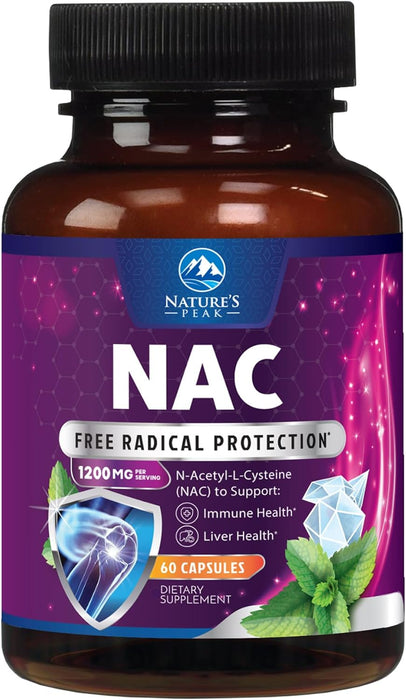 NAC Supplement N-Acetyl Cysteine 1200 mg - Supports Lung & Liver Health - Immune Support with Powerful Antioxidants to Fight Free Radicals - Easy to Absorb, Gluten Free, Non-GMO
