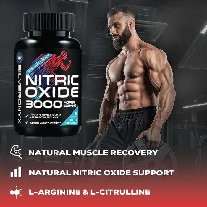 Extra Strength Nitric Oxide Supplement 3X Strength L Arginine, Citrulline Malate, AAKG, Beta Alanine - Premium Muscle Supporting Nitric Booster - Natural Energy & Heart Health Support - 60 Capsules
