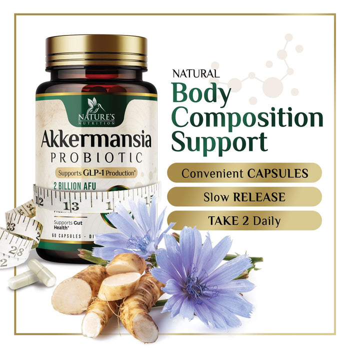 Akkermansia Probiotic Akkermansia Muciniphila GLP 1 Probiotics with Prebiotic – 60 Capsules