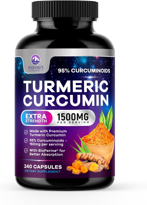 Turmeric Curcumin with BioPerine - 1500mg 95% Curcuminoids - 240 Capsules
