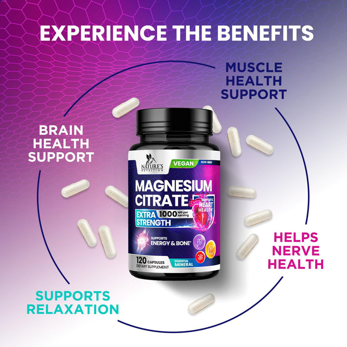 Magnesium Citrate 1000 mg for Absorption – 120 Capsules