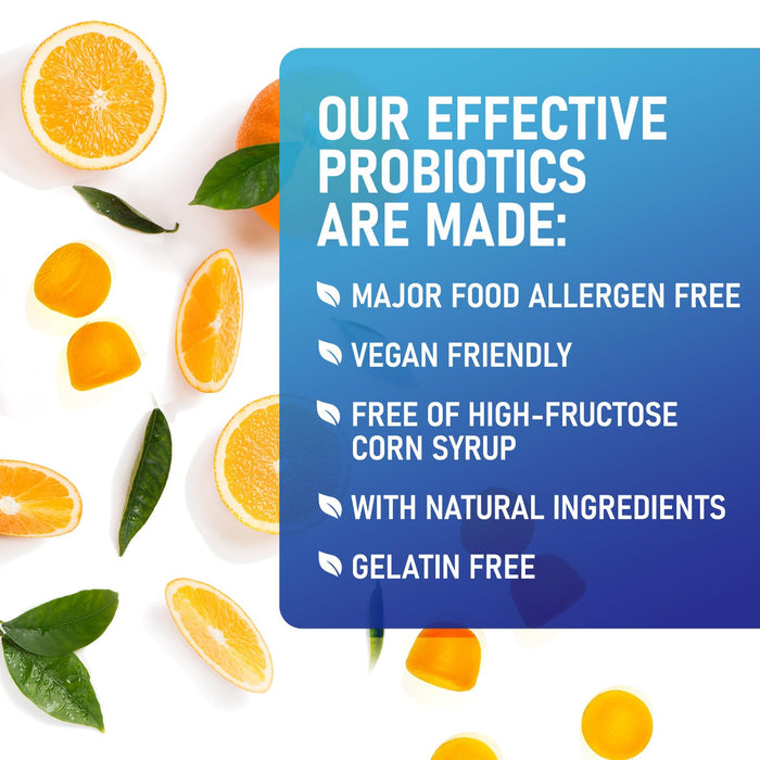 Probiotic Gummies for Women, Men & Teens - 5 Billion CFUs, 6 Pro Biotic Strains - Daily Probiotic Gummy Supplement for Natural Digestive Health, “Good” Gut & Immune Support, Orange Flavor - 60 Count
