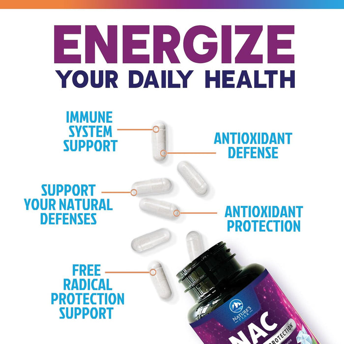 NAC Supplement N-Acetyl Cysteine 1200 mg - Supports Lung & Liver Health - Immune Support with Powerful Antioxidants to Fight Free Radicals - Easy to Absorb, Gluten Free, Non-GMO