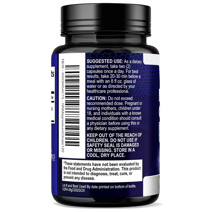 Magnesium Citrate 1000 mg for Absorption – 120 Capsules