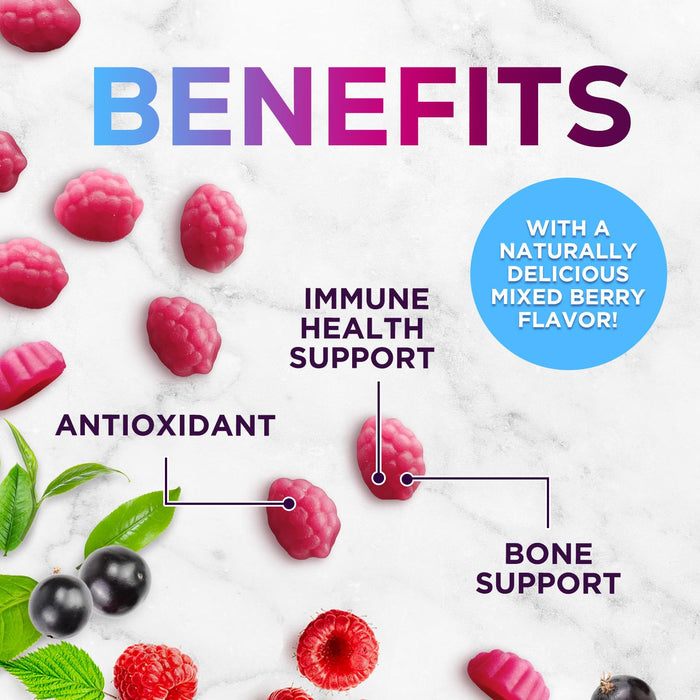 Zinc Supplement 50mg Gummies for Adults - Max Strength Skin Health & Immune Support Gummy, Vegan, Non-GMO & Gluten Free, Nature’s Antioxidant & Bone Health Chewable Tasty Berry Flavor - 60 Gummies