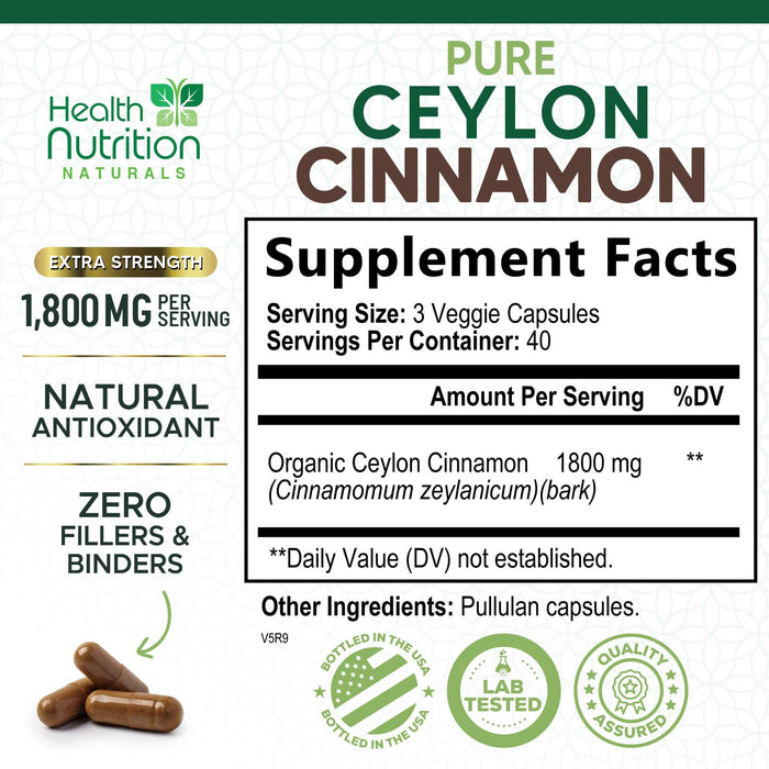 Ceylon Cinnamon Capsules 1800mg – 120 Capsules