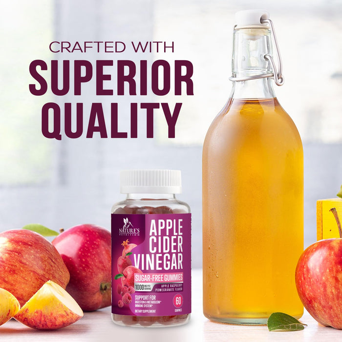 Apple Cider Vinegar Gummies Sugar Free 1000mg for Cleanse – 60 Gummies