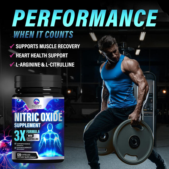Nitric Oxide Supplement 3000mg L Arginine 3X Strength - Citrulline Malate & AKG - Extra Strength Muscle Supporting Nitric Booster for Muscle Growth & Workout Recovery to Train Harder