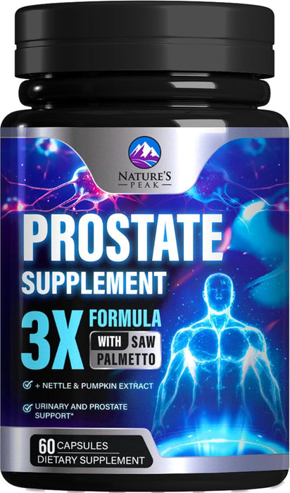 Prostate Health Supplements for Men - Potent 3X Formula with Saw Palmetto + Stinging Nettle + Pumpkin Seed Extract, Bottled in USA, Prostate Supplement, DHT Blocker for Urinary Support