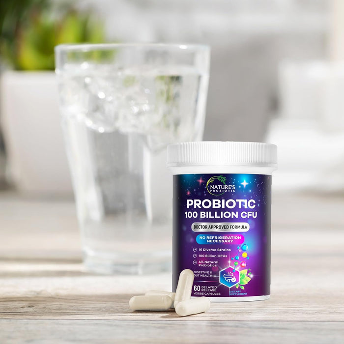 Probiotic Pills 100 Billion CFU Prebiotics, Acidophilus Probiotics Supports Immune System Digestive Health, Supports Occasional Constipation & Bloating, Daily Supplement for Women & Men