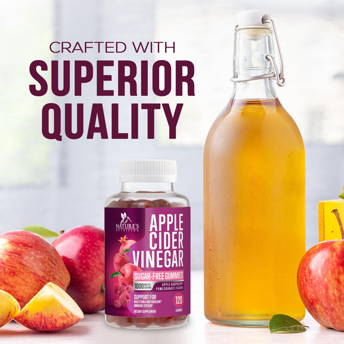 Apple Cider Vinegar Gummies Sugar Free 1000mg for Cleanse – 120 Gummies