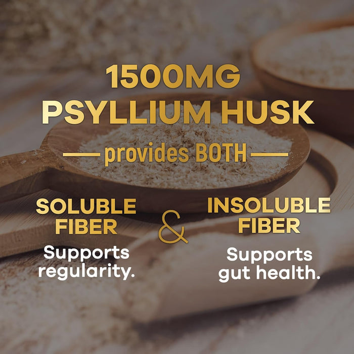 Nature's Nutrition - Psyllium Husk Capsules 1500mg, Non-GMO Gluten Free Digestive Support Natural Fiber Supplement