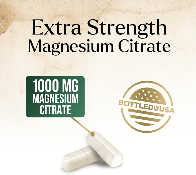 Magnesium Supplement 1000mg - Extra Strength Magnesium Complex for Muscle, Nerve, Bone & Heart Health Support - High Absorption Magnesium Citrate 500mg Capsules