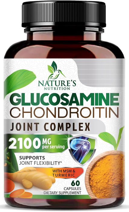 Glucosamine Chondroitin MSM Complex - Joint Support Supplement Turmeric & Boswellia, Triple Strength Glucosamine Capsules - Support for Joint Health & Mobility with Quercetin Bromelain