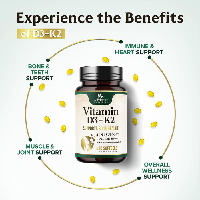 Vitamin D3 K2 5000 IU + with K2 (MK-7) 100 mcg – 120 Softgels