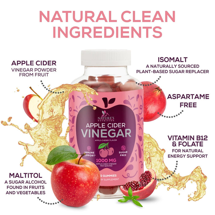 Vegan Apple Cider Vinegar Gummy 1000mg – 60 Gummies