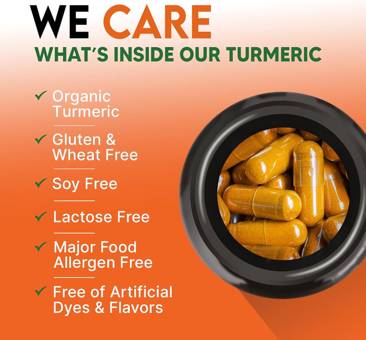 Turmeric Curcumin Supplement 2000mg - Nature's Joint & Immune Support, Organic Tumeric & BioPerine Black Pepper for Best Absorption with 95% Curcuminoids, Non-GMO, Bottled USA - 360 Count