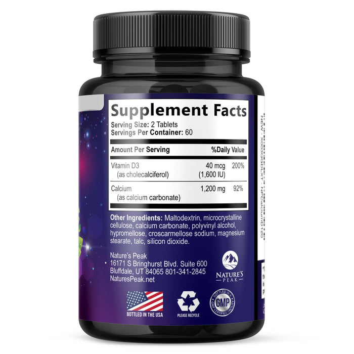 Calcium 1200 mg with Vitamin D3 (1600 IU) – 120 Tablets