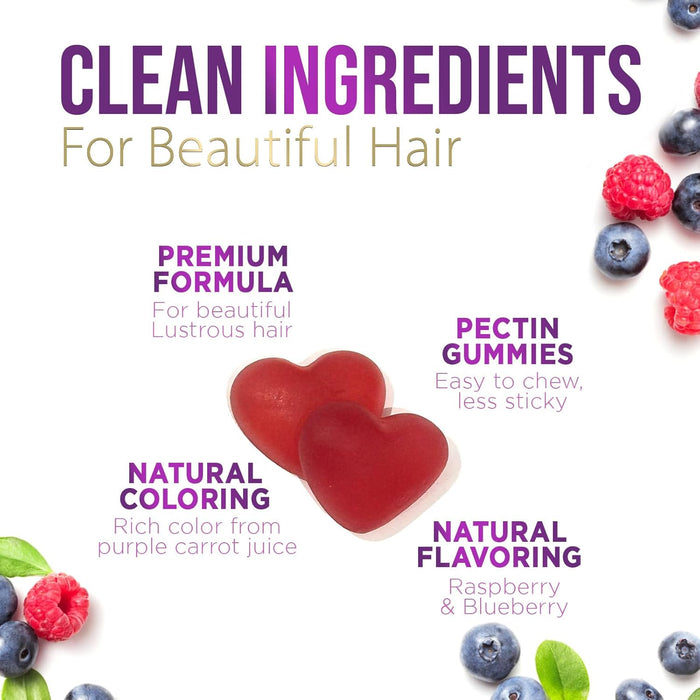 Hair Vitamins Gummy, with Biotin 5000mcg and Vitamins E & C, Advanced Hair Growth Support Gummies for Stronger, Beautiful Hair, Skin & Nails, Nature's Hair Supplement for Women & Men - 60 Gummies