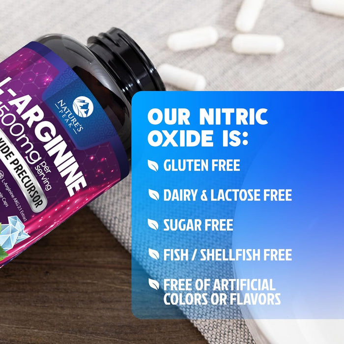 L-Arginine 1000mg Supplement Supports Heart Health - Premium Muscle Supporting Nitric Booster for Strength & Energy to Train Harder - Non-GMO, Gluten-Free Amino Acid Blend