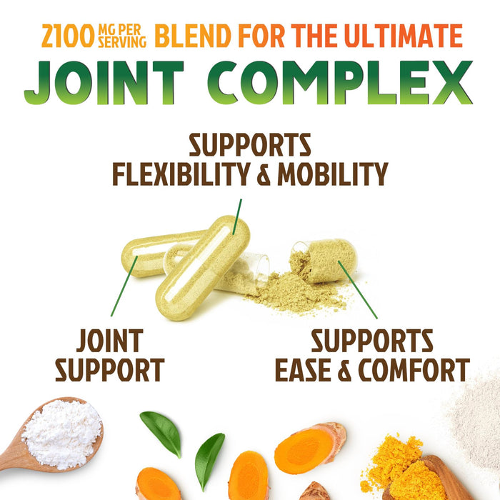 Glucosamine Chondroitin MSM 2100mg Complex - Joint Support Supplement for Joint Mobility & Comfort For Men and Women with Turmeric & Boswellia, Triple Strength Glucosamine Supplements - 120 Capsules