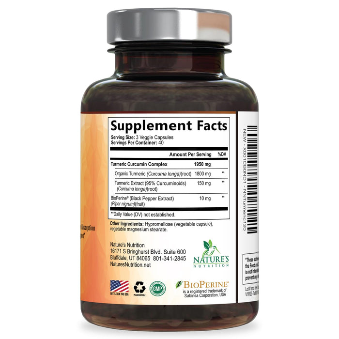 Turmeric Curcumin 1950mg – 120 Capsules