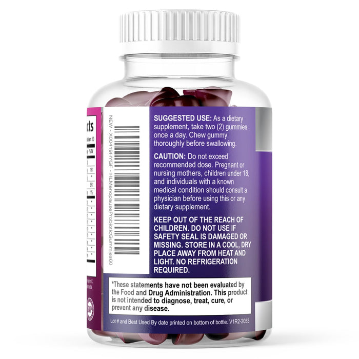Menopause for Women Gummies with Black Cohosh Cranberry 3 Billion CFU Probiotics – 60 Gummies