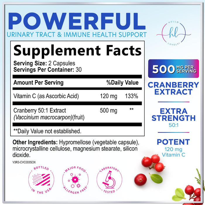 Cranberry 25,000mg Formula + Vitamin C – 60 Capsules