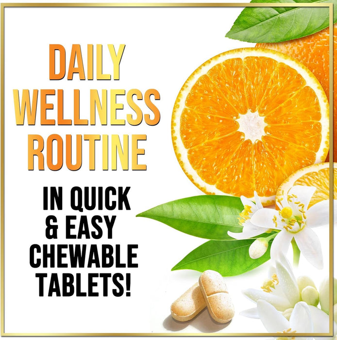 Vitamin C Supplement 1000mg - Extra Strength with Rose Hips Bioflavonoids - Sugar Free Vitamin C Chewable Pills, Nature's Vit C for Immune Support & Antioxidant Protection - 120 Chewable Tablets