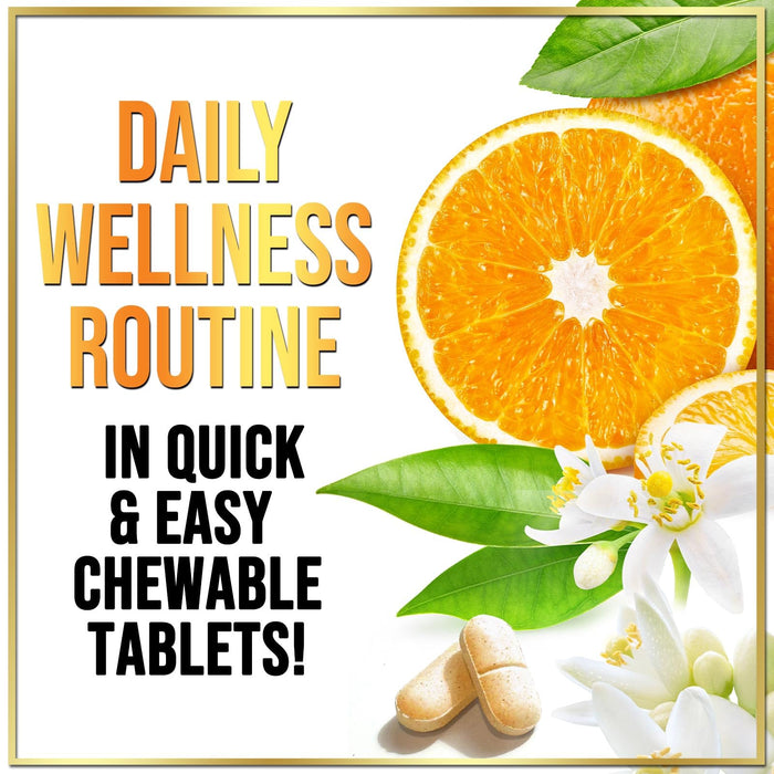 Vitamin C Supplement 1000mg - Extra Strength with Rose Hips Bioflavonoids - Sugar Free Vitamin C Chewable Pills, Nature's Vit C for Immune Support & Antioxidant Protection - 120 Chewable Tablets
