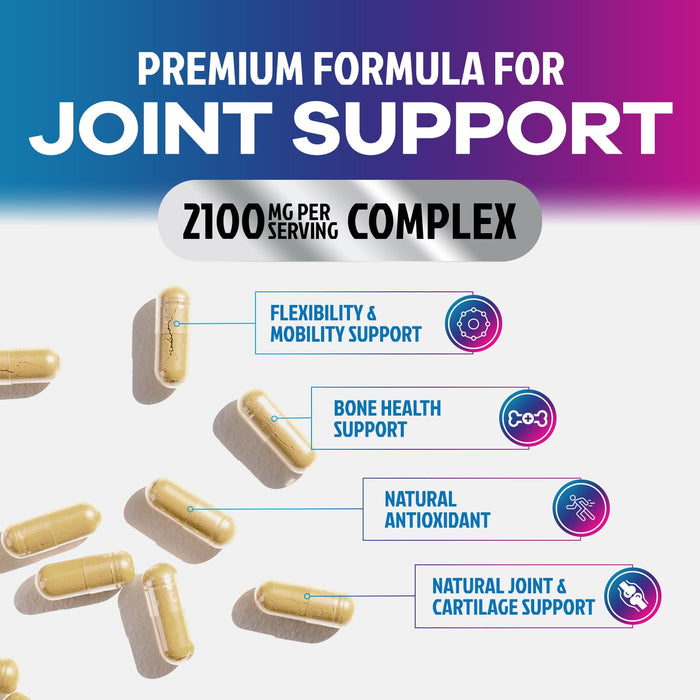 Glucosamine Chondroitin MSM 2100mg Complex - Joint Health Supplement with Turmeric & Boswellia - Quercetin for Cartilage, Flexibility & Mobility - Triple Strength Glucosamine Sulfate - 120 Capsules
