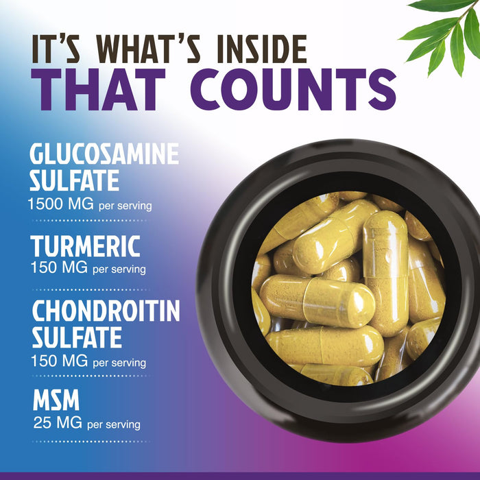 Glucosamine Chondroitin MSM 2100mg Complex - Joint Health Supplement with Turmeric & Boswellia - Quercetin for Cartilage, Flexibility & Mobility - Triple Strength Glucosamine Sulfate - 120 Capsules