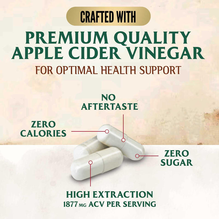 Apple Cider Vinegar Capsules 1877mg - Extra Strength Detox & Cleanse with Vitamin D & Zinc - Premium ACV Pills with Joint Natural Digestion & Immune Support - Vegetarian Supplement - 60 Capsules