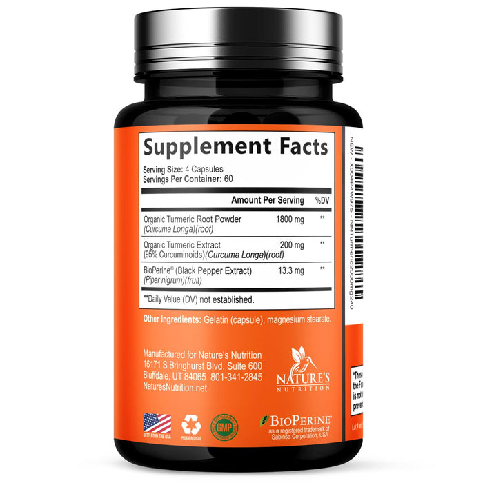 Turmeric Curcumin 2000mg with BioPerine + 95% Curcuminoids - 240 Capsules