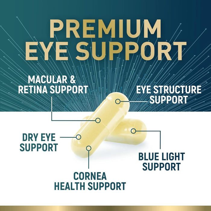 Eye Vitamins & Mineral Supplement - Contains Lutein, Zinc, Vitamins C, E & Zeaxanthin - Supports Eye Strain, Vision Macular Health & Dry Eyes for Seniors with Lycopene, Gluten Free - 120 Capsules