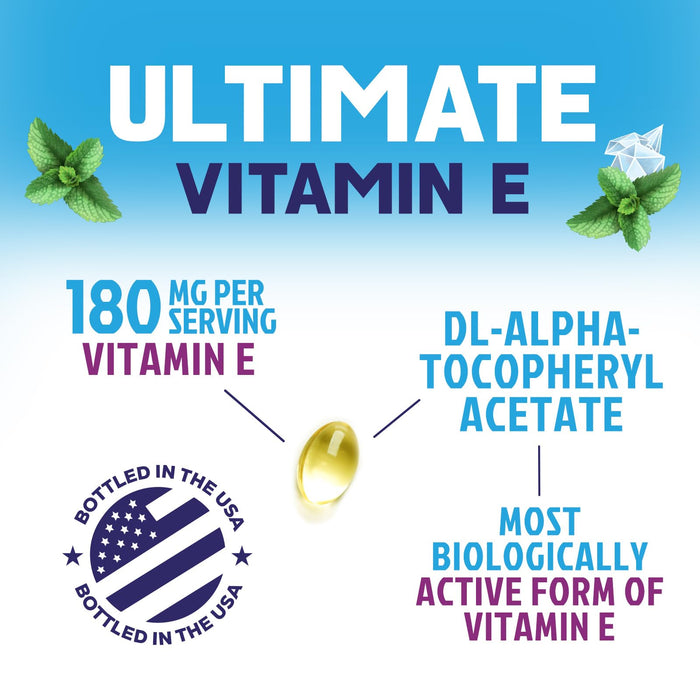E Vitamin for Women and Men - 180 mg (400 IU) dl-Alpha - Effective Antioxidant Dietary Supplement - Hair, Skin, & Immune Health Support - Easily Absorbed Form, Non-GMO & Gluten Free - 120 Softgels