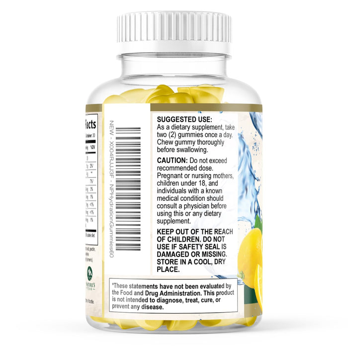 Hydration Electrolyte Gummies - Daily Liquid Replenisher Gummy - Electrolyte Multiplier with Minerals, Potassium & Real Salt - Vegan, Non-GMO - Tasty Lemon Flavor Hydration Electrolytes - 120 Gummies