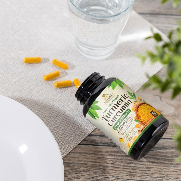 Turmeric Curcumin Supplement 1750mg with Organic Turmeric & Ginger, 95% Curcuminoids, BioPerine Black Pepper for Best Absorption, Nature's Vegan Joint Support, Non-GMO, Bottled in USA