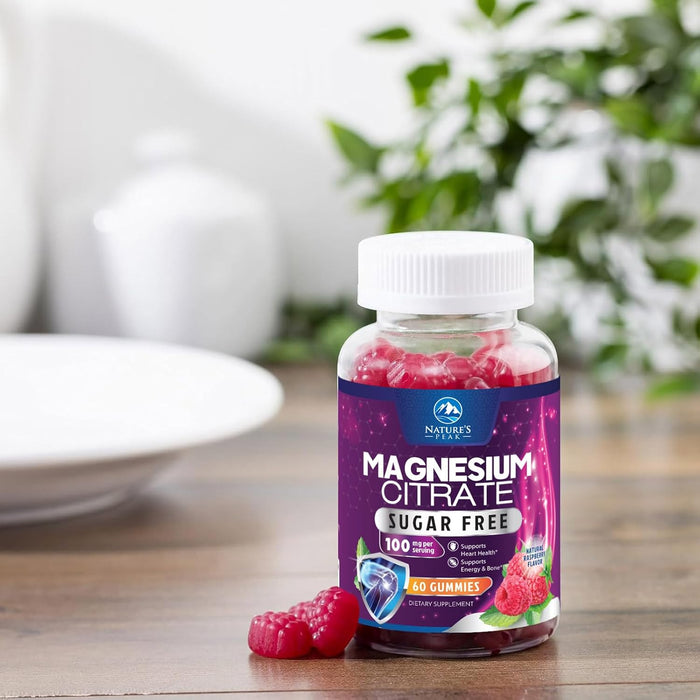 Magnesium Citrate Supplement Gummies Sugar-Free, High Absorption Magnesium Gummy Supplements for Women & Men, Supports Sleep, Heart Health, Bones and Muscles, for Relaxation & Digestion