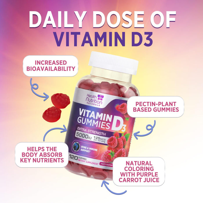 Vitamin D3 Gummies 5000 IU (125 mcg) – 120 Gummies