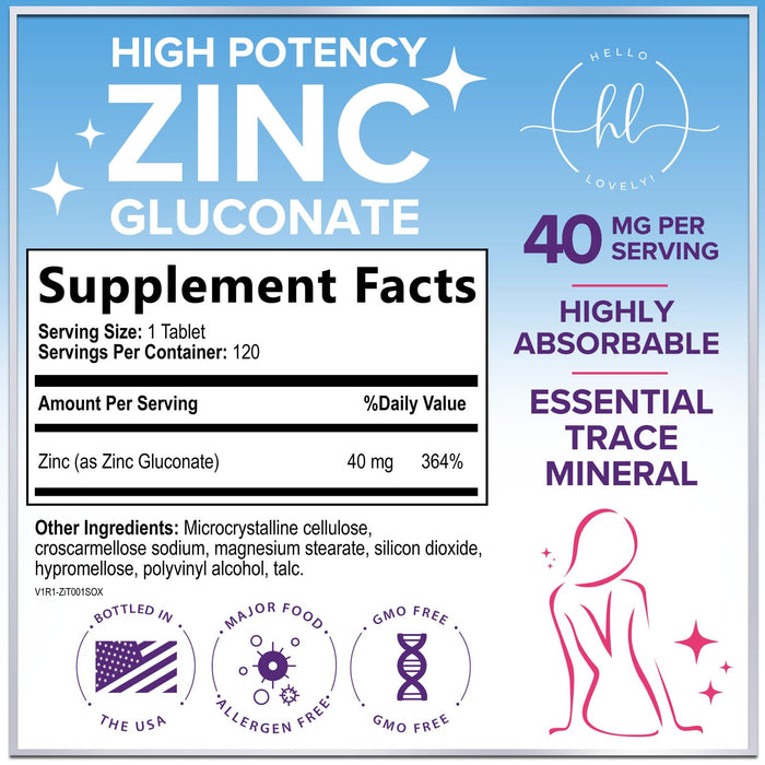 Zinc – 40mg – 120 Tablets