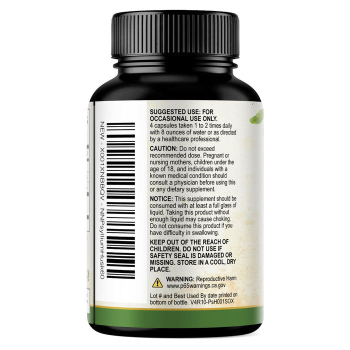 Psyllium Husk Fiber 1500mg – 60 Capsules
