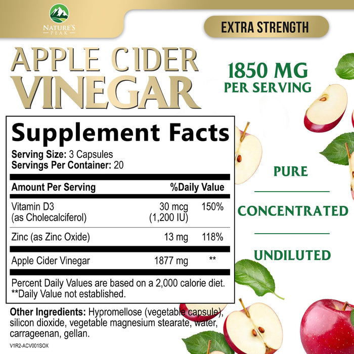 Apple Cider Vinegar Capsules ACV 1877mg – 60 Capsules