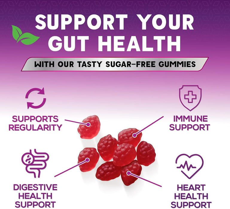 Nature's Choice - Vegan Fiber Gummies Sugar Free - 4 Grams of Daily Prebiotic Fiber - Max Strength Soluble Fiber Gummy, Supports Digestive Health & Regularity, Nature's Non-GMO Dietary Fiber Supplement