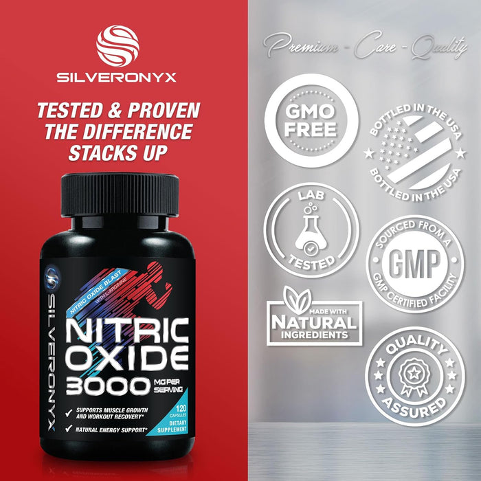 Extra Strength Nitric Oxide Supplement 3X Strength L Arginine, Citrulline Malate, AAKG, Beta Alanine - Premium Muscle Supporting Nitric Booster - Natural Energy & Heart Health Support - 120 Capsules