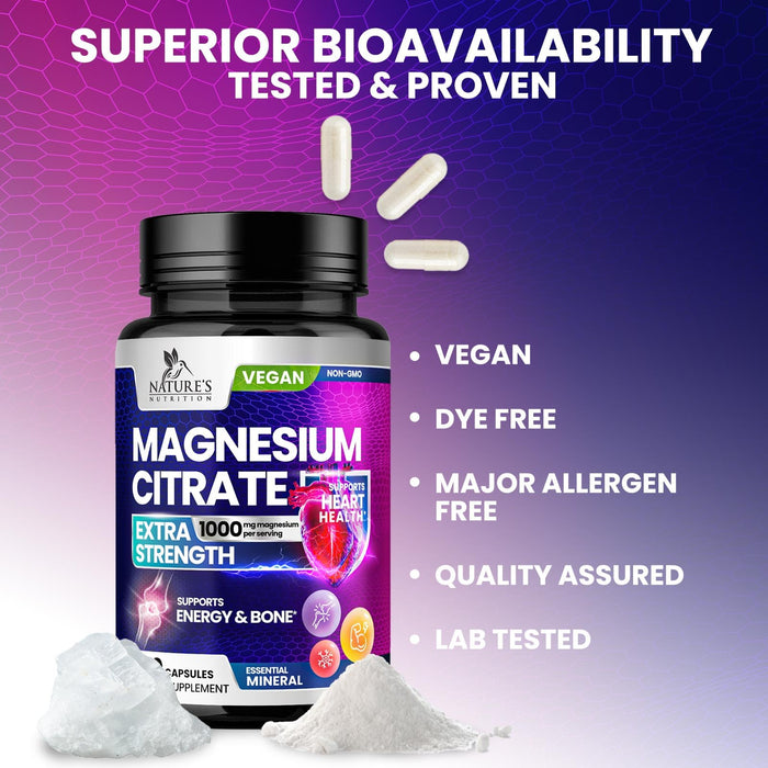 Magnesium Citrate 1000 mg for Absorption – 120 Capsules
