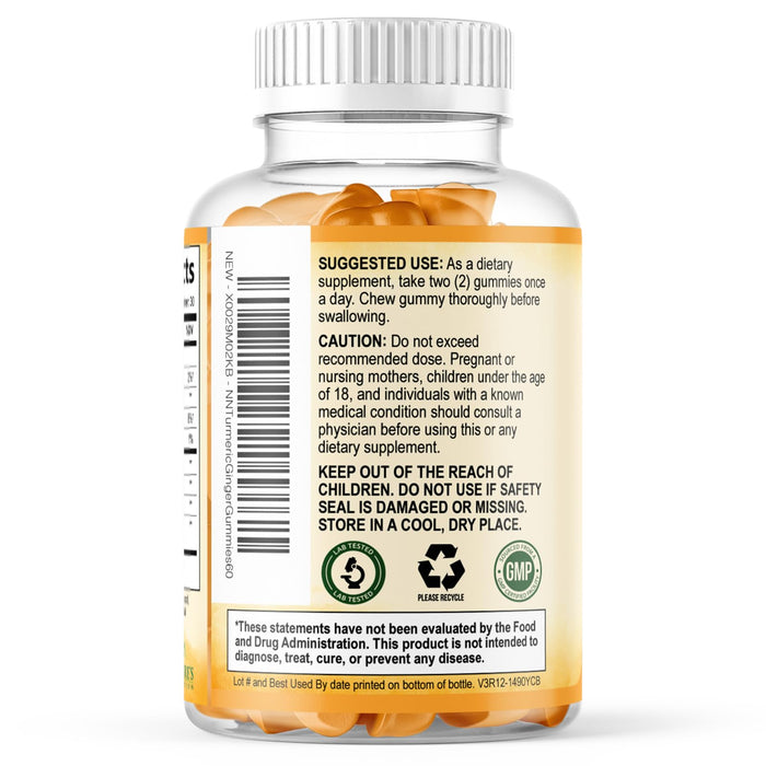 Turmeric Gummies with Black Pepper & Ginger for Absorption – 60 Gummies