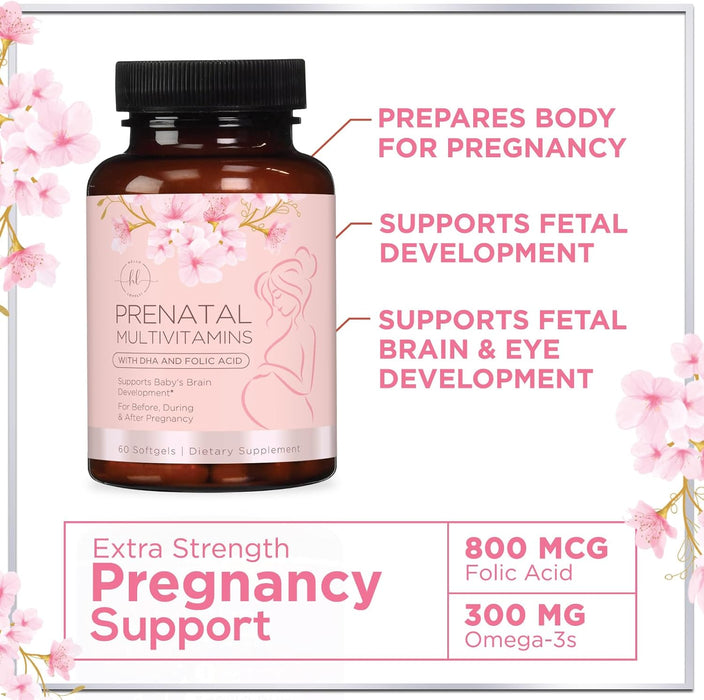 Hello Lovely! Prenatal Multivitamin, Ultra Strength Pregnancy Vitamins for Women with Folic Acid, Iron, DHA, Vitamin C, E - Prenatal Mineral Supplement for Daily Nutritional Support