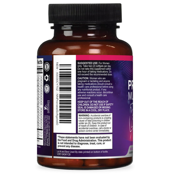 Prenatal Vitamins with Folic Acid & DHA – 60 Softgels