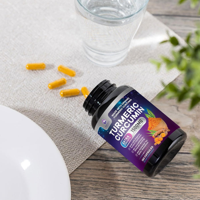 Turmeric Curcumin Supplement with Organic Turmeric - 95% Curcuminoids & BioPerine Black Pepper for High Absorption, Nature's Vegan Joint Support, 1500mg Tumeric Non-GMO, Bottled in USA